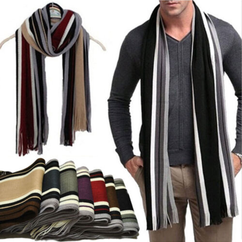 Cashmere Men Striped Scarf Fas - огляд і ціна Wool Scarf Men