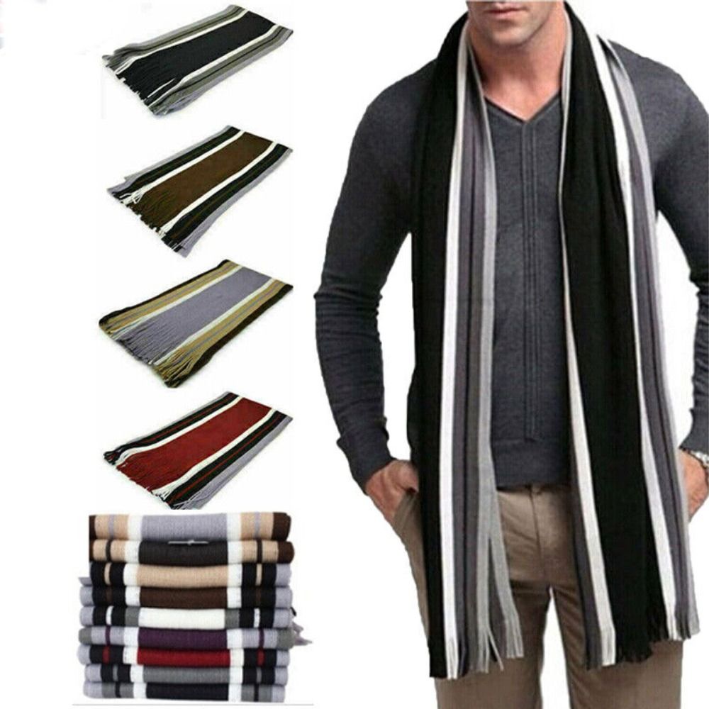 Cashmere Men Striped Scarf Fas - огляд і ціна Wool Scarf Men