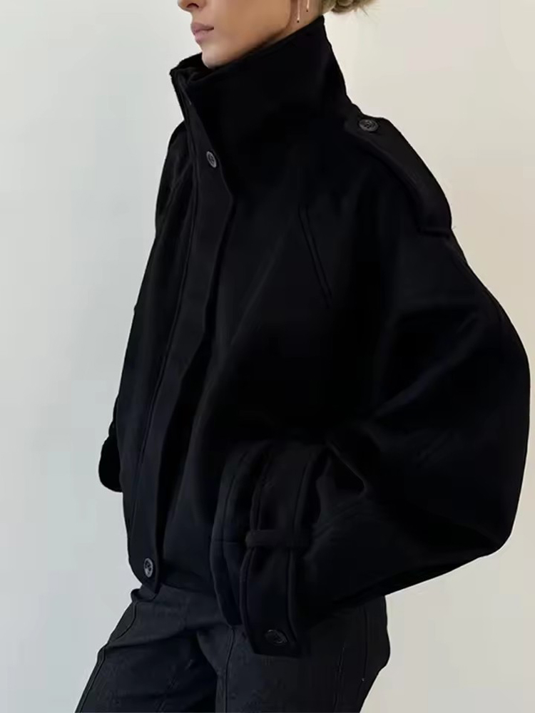 Vintage Loose Stand Collar Woo - огляд і ціна Wool Coat Peacoat
